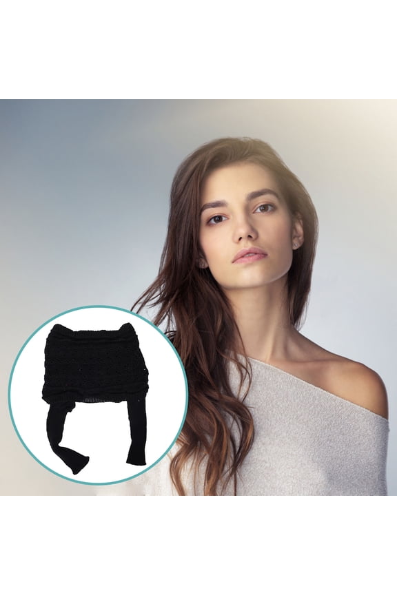 Soft Black Knitted Cable Knit Scarf with Sleeves Multi Functional Shawl Wrap for Fall