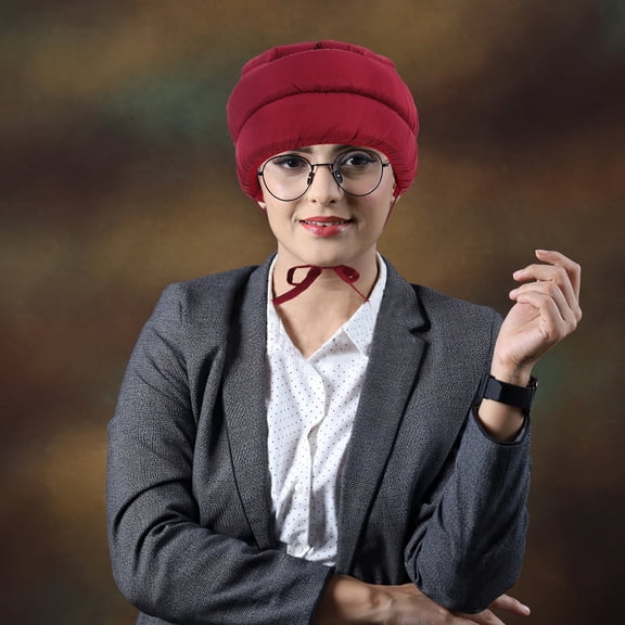 Luxshiny Soft Elderly Protective Hat Dark Red Adjustable Safety Headgear for Fall Prevention and Shock Absorption