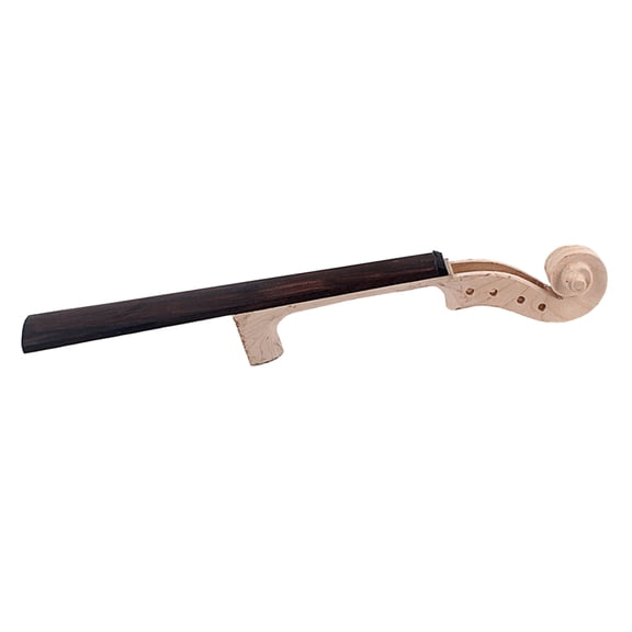 Luxshiny Maple Violin Neck with Ebony Fingerboard, Hand-Carved Scroll, Four String Holes for Violin Repair