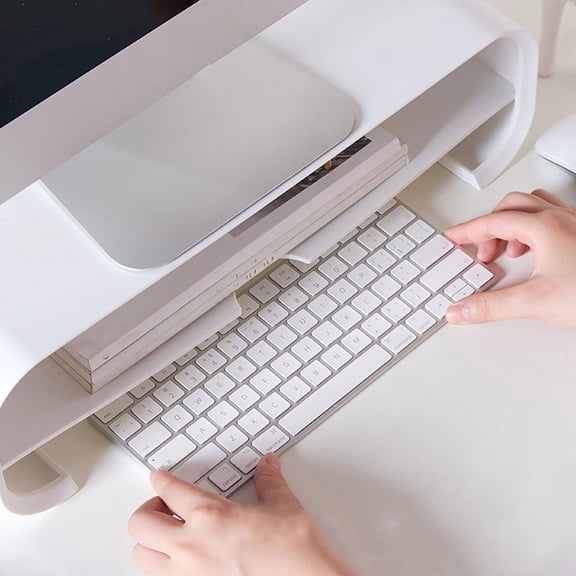 Luxshiny Space Saving White Computer Desk Shelf for Home with Stable and Practical Design