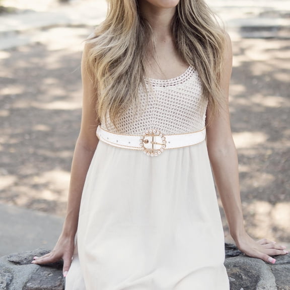 Luxshiny Sparkly Belt for Formal Dress Trendy Golden Rhinestone and PVC Material 1Pack