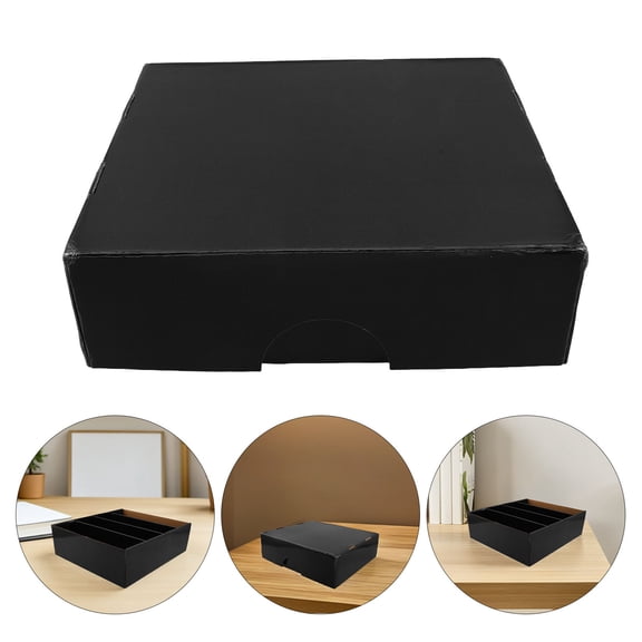 Luxshiny Black Stackable Cardboard Storage Box with Dividers for Organized Trading Card Storage and Easy Access
