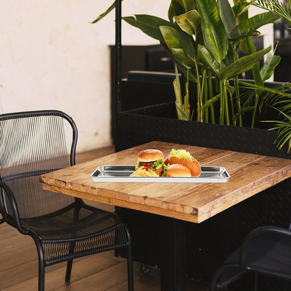 Luxshiny Stainless Steel Display Tray Rectangular Silver 1Pcs for Events