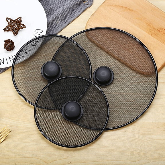 Luxshiny Black Stainless Steel Pan Splatter Screen for Cooking with Comfortable Hand Grip