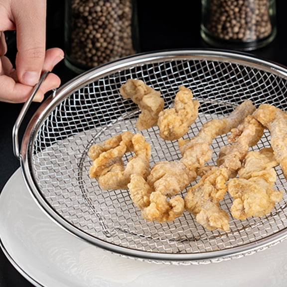 Luxshiny Stainless Steel Mesh Colander Strainer Basket with Handle for Kitchen Frying and Snack Serving