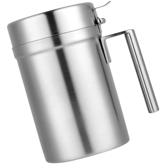 Luxshiny Stainless Steel Oil Pot for Frying Oil Storage with Anti Spill Design and Comfortable Grip