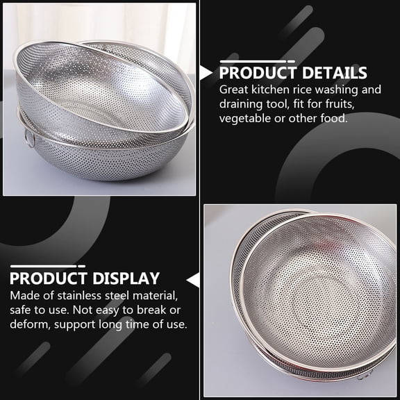 Luxshiny Stainless Steel Rice Washing Colander Sieve for Rice Kitchen Tool 1Set