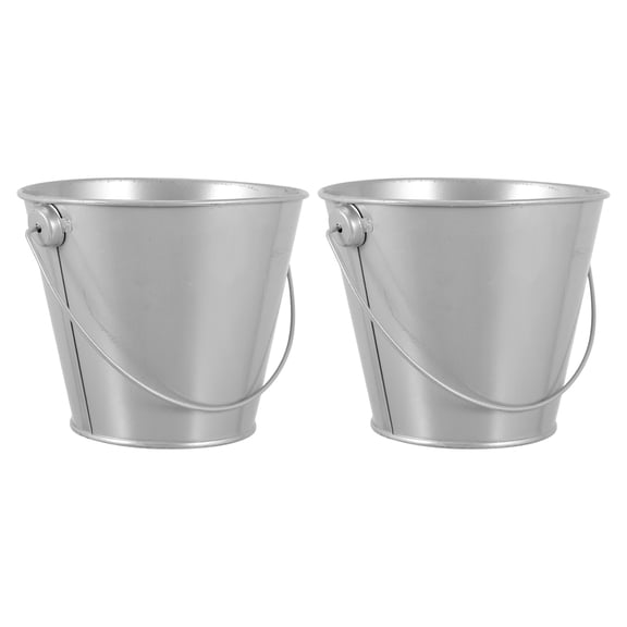 Luxshiny 2-Pack Stainless Steel Storage Buckets with Handle, Grey, Ideal for Parties, Restaurants, and Food Service