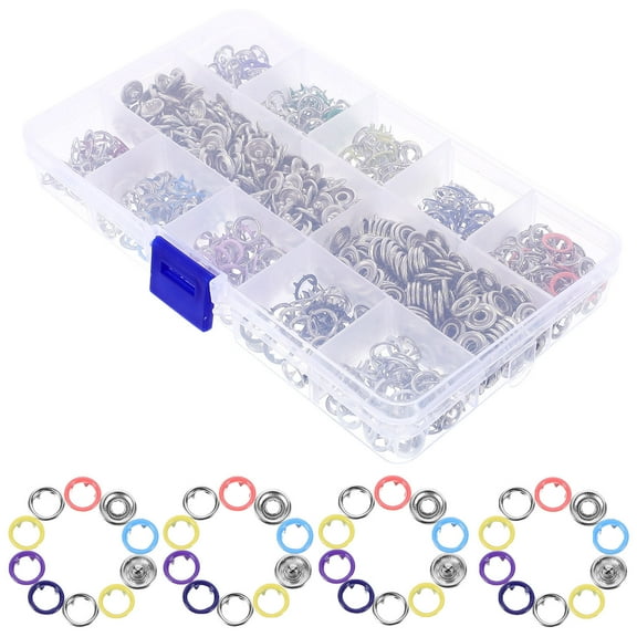 Luxshiny 200-Piece Stainless Steel Craft Buttons Assorted Colors, Fasteners for Sewing, Projects, Easy to Install