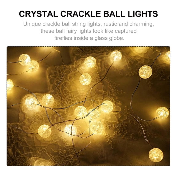 Luxshiny Silver Plastic Crystal Crackle Ball Lights for Home and Shop Window Decor