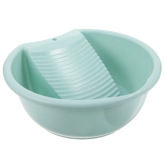 Luxshiny Sturdy Blue Laundry Wash Basin with Built in Washboard for Hand Washing Clothes and Outdoor Use