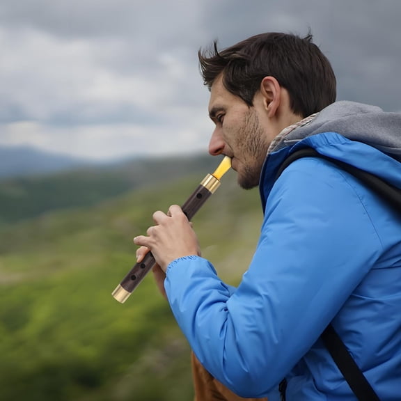 Luxshiny Sturdy Brown Wooden Flute for Folk Performances with Handmade Precision and Clear Melodic Tone
