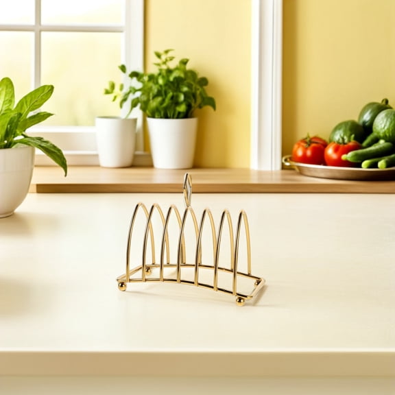 Luxshiny Sturdy Golden Stainless Steel Toast Rack Stand for Bread Display and Kitchen Organization