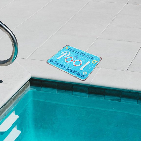 Luxshiny Easy Install Metal Pool Sign for Outdoor Pool Area and Wall Decoration