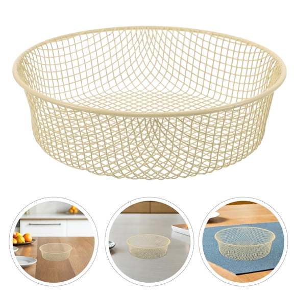 Luxshiny Yellow Round Wire Basket for Desktop Organization, Easy to Clean and Flexible Placement Storage Solution