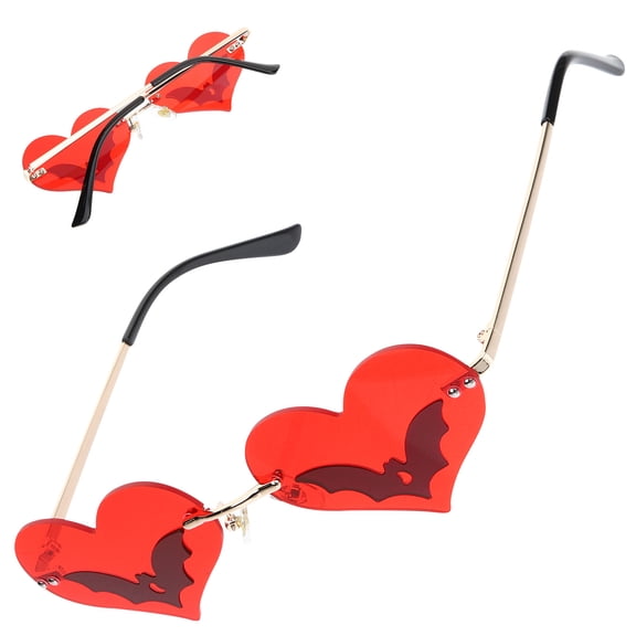 Luxshiny Stylish Red Rimless Heart Sunglasses Fashion Eyewear for Parties and Photo Props