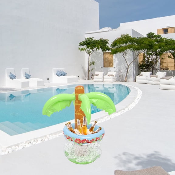 Luxshiny Summer Party Beverage Cooler Inflatable Green Coconut Tree Ice Cube Bucket for Drinks