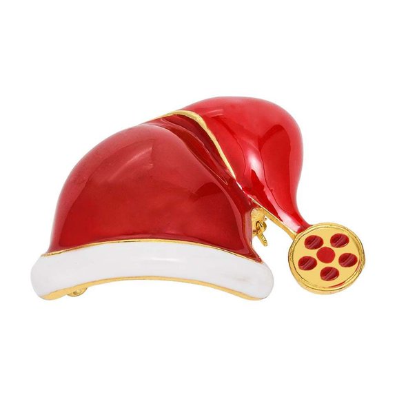 Luxshiny Christmas Brooch Santa Hat Enamel Pin Multi Color Festive Decor
