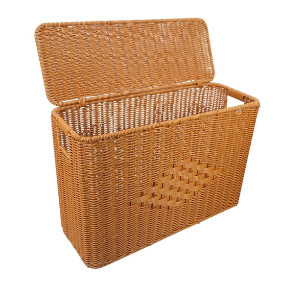 Luxshiny Tall Narrow Imitation Rattan Woven Basket for Bedroom and Kitchen Storage