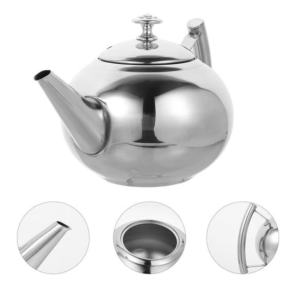 Luxshiny Tea Pot Stainless Steel Round Kettle for Hotels and Tea Shops 1Set