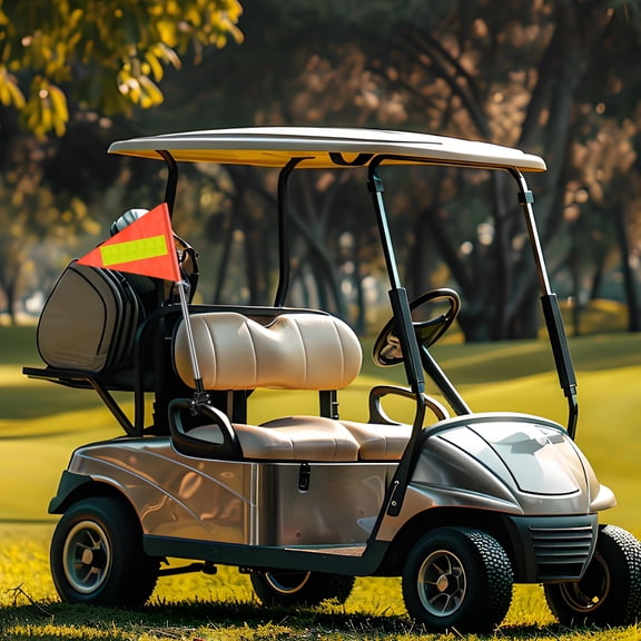 Luxshiny Orange Reflective Golf Cart Flag Pole with Adjustable Telescopic Height for Enhanced Safety and Visibility