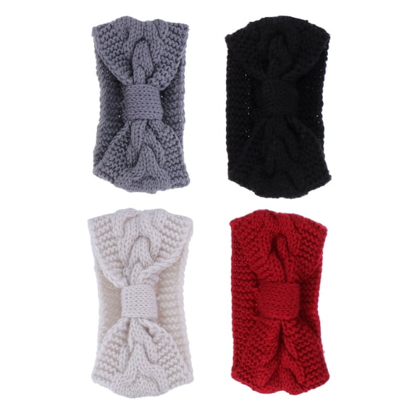 Luxshiny 4Pcs Elastic Button Headband with Bow Knot for Outdoor Winter Sports and Activities