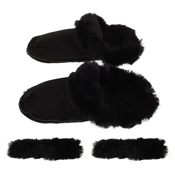 Luxshiny Breathable Plush Shoe Liners Black for Warm Comfortable Home Use Socks