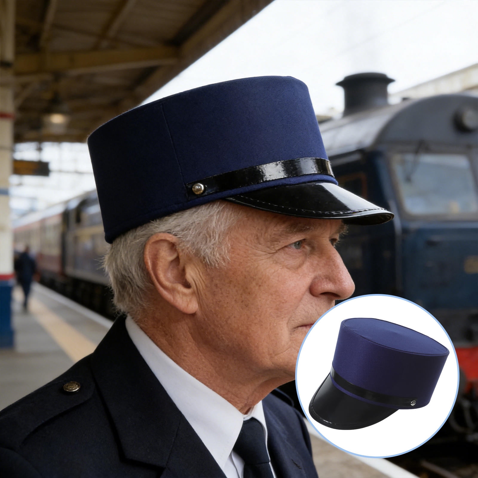 Engineering Hat Blue Luxshiny Train Engineer Hat Adult Blue Conductor Cap Comfortable ...