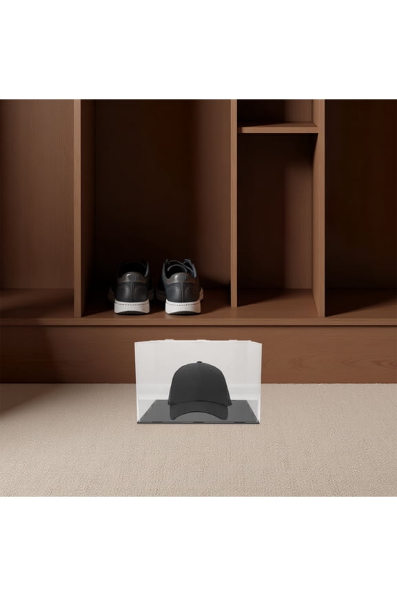 Clear Acrylic Baseball Cap Display Case with Protective Cover, Transparent Hat Storage Organizer for Caps