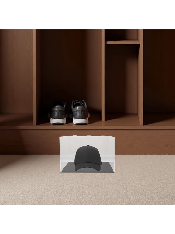 Clear Acrylic Baseball Cap Display Case with Protective Cover, Transparent Hat Storage Organizer for Caps