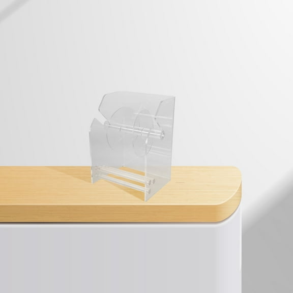 Luxshiny Transparent Acrylic Sticker Holder for Office Desktop with 3 Compartments Adjustable Label Roll Dispenser