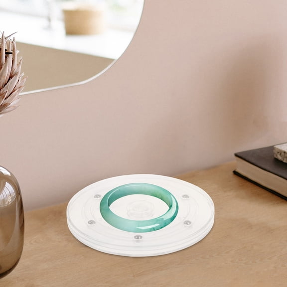 Luxshiny Clear Acrylic Turntable Display Stand with Stable Base for Rotating Jewelry, Cosmetics, Phone Showcases and More