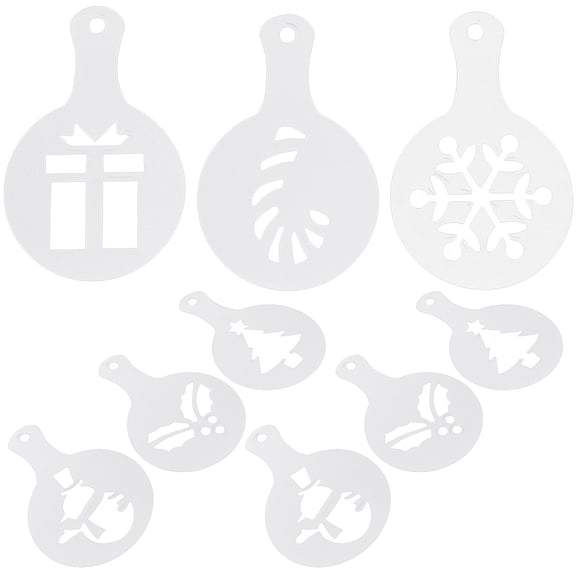 Luxshiny 16Pcs Coffee Pattern Templates Transparent PET Accessories for DIY Projects