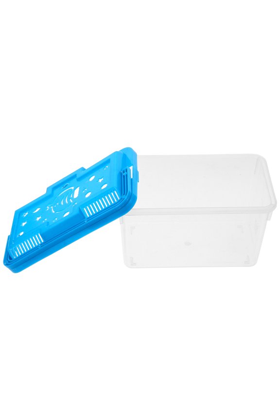 Transparent Sky Blue Portable Plastic Fish Tank with Lid for Turtles Reptiles and Small Pets