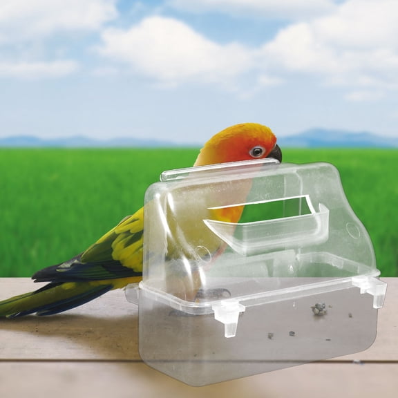 Luxshiny Transparent Suspended Bird Feeder with Splashproof Design Durable ABS Material for Parakeet Cage Accessories