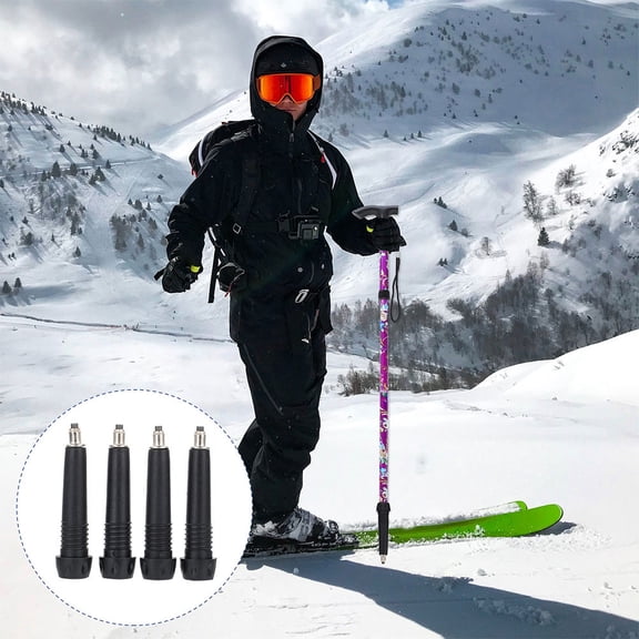 Luxshiny Durable Tungsten Steel Trekking Pole Tips, Black, Portable, Universal Compatibility