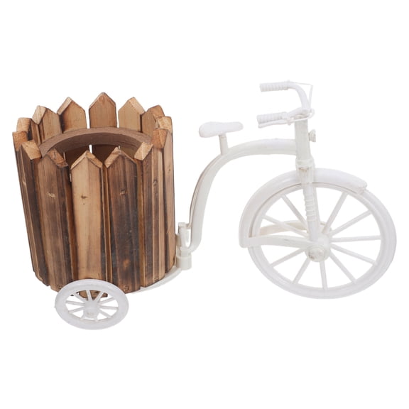 Luxshiny Tricycle Plant Decor Wooden Planter Cart Unique Indoor Outdoor Garden Shelf