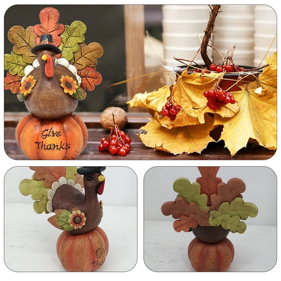 Luxshiny Turkey Centerpieces for Tables Thanksgiving Resin Table Decor 1Pack