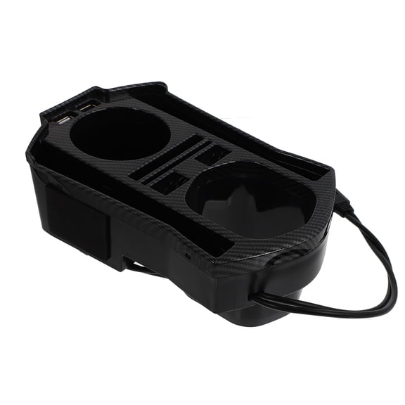 Luxshiny USB Port Center Console Box Black Plastic Car Storage Organizer for Cup Phone Cards Keys