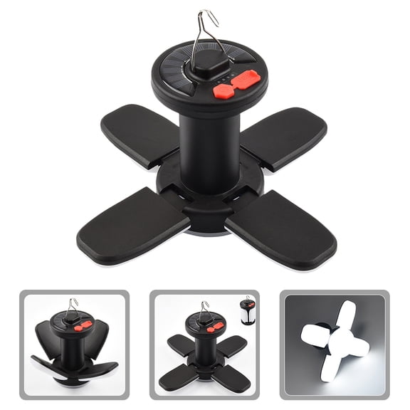 Luxshiny USB and Solar Powered Black Folding Wall Light for Camping and Emergency Lighting