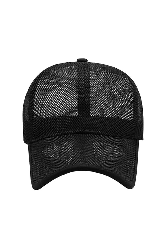Unisex Black Mesh Baseball Hat for Summer Outdoor Sports Adjustable Fit