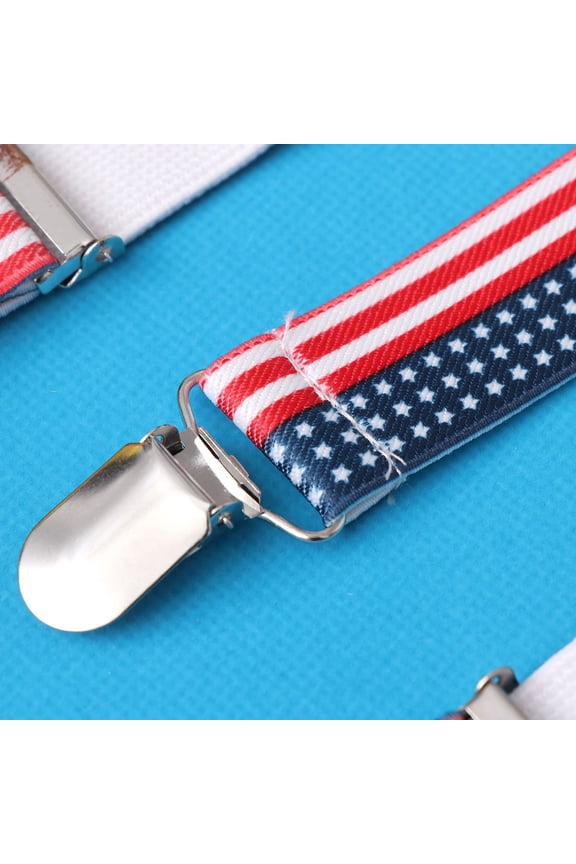 Unisex Elastic Suspenders with Fashion Uk Flag Print Strong Clamps for Casual Daily Wear