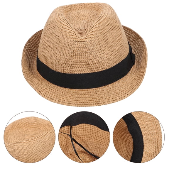 Luxshiny Unisex Khaki Straw Beach Hat Foldable One Size Fits Most Perfect for Hiking and Camping