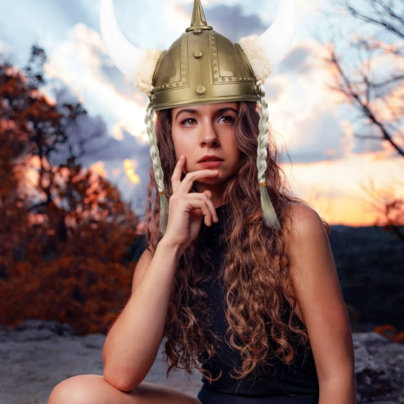 Luxshiny Viking Party Hat Dress-up Plastic Assorted Color for 1Pcs