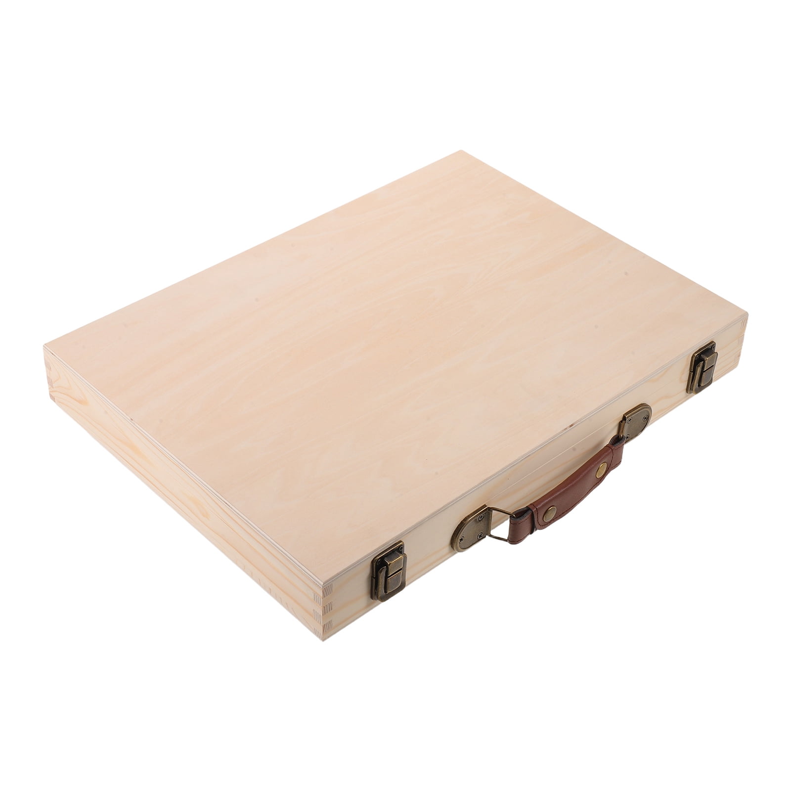 Luxshiny Vintage Beige Wood Photo Organizer Storage Box with Lid Desktop Decorative Keepsake Crate