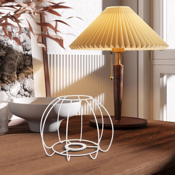 Luxshiny Vintage Iron Wire Cage Lampshade for Home Decoration, French-Inspired Industrial Style Light Fixture, White, Assembly Kit