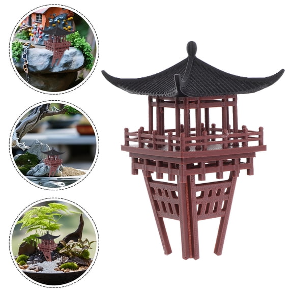 Luxshiny Japanese Inspired Plastic Pavilion Statue for Outdoor Garden Decor