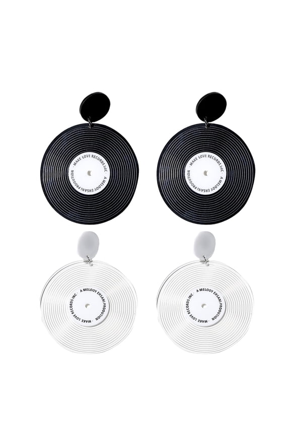 Vinyl Records Earrings Round Shaped Studs Acrylic Charming Ear Jewelry Gifts for Women Assorted Color