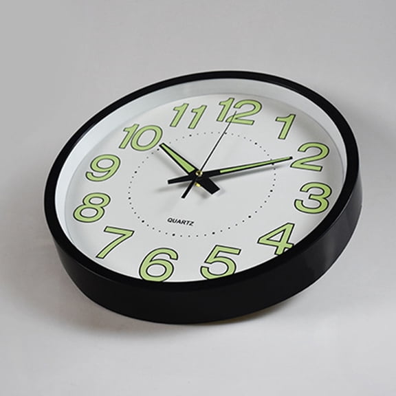 Luxshiny Wall Clock Black Simple Elegant Round Dial with Glow in Dark Feature for Home Decoration