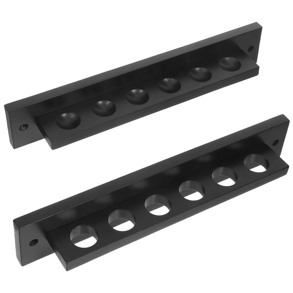 Luxshiny Wall Mount Pool Cue Holder Solid Wood T Shape Rack for 6 Cues Black Space Saving Storage